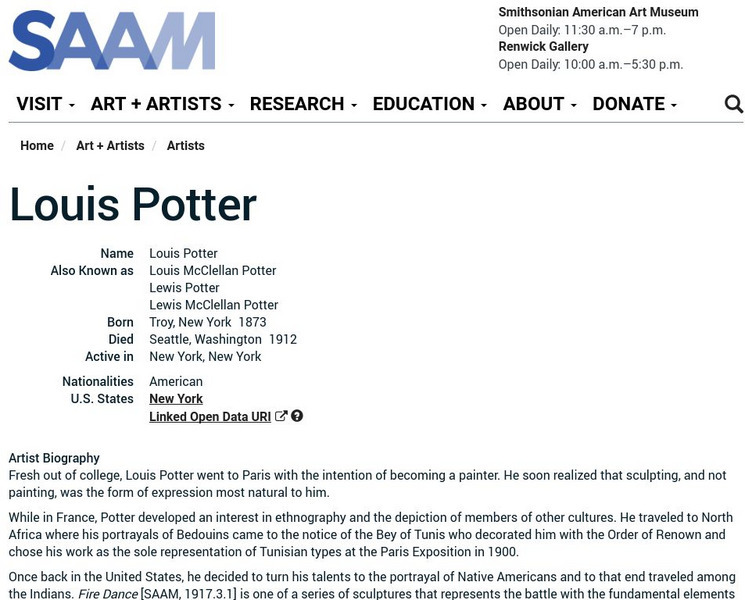 Smithsonian American Art Museum: Louis Potter Handout Smithsonian American Art Museum: Louis Potter Handout