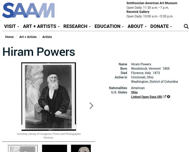 Smithsonian American Art Museum: Hiram Powers Handout Smithsonian American Art Museum: Hiram Powers Handout