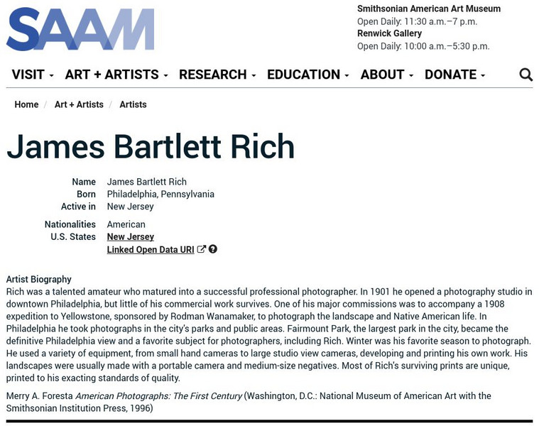 Smithsonian American Art Museum: James Bartlett Rich Handout Smithsonian American Art Museum: James Bartlett Rich Handout