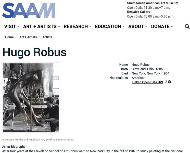 Smithsonian American Art Museum: Hugo Robus Handout Smithsonian American Art Museum: Hugo Robus Handout