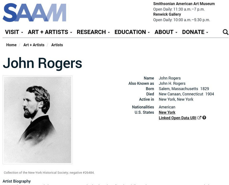 Smithsonian American Art Museum: John Rogers Handout Smithsonian American Art Museum: John Rogers Handout