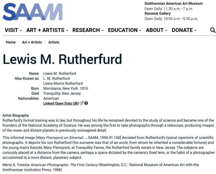 Smithsonian American Art Museum: Lewis M. Rutherfurd Handout Smithsonian American Art Museum: Lewis M. Rutherfurd Handout