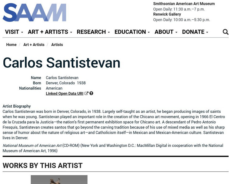 Smithsonian American Art Museum: Carlos Santistevan Handout Smithsonian American Art Museum: Carlos Santistevan Handout