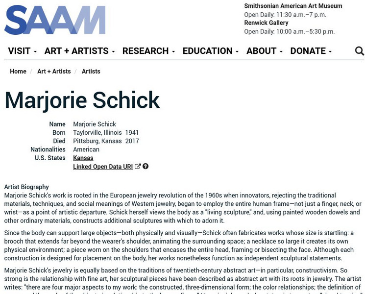 Smithsonian American Art Museum: Marjorie Schick Handout Smithsonian American Art Museum: Marjorie Schick Handout