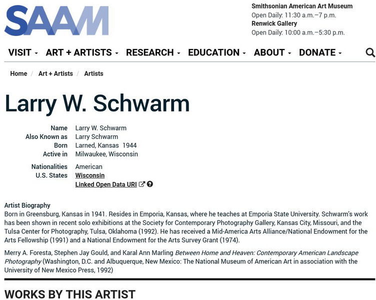 Smithsonian American Art Museum: Larry W. Schwarm Handout Smithsonian American Art Museum: Larry W. Schwarm Handout