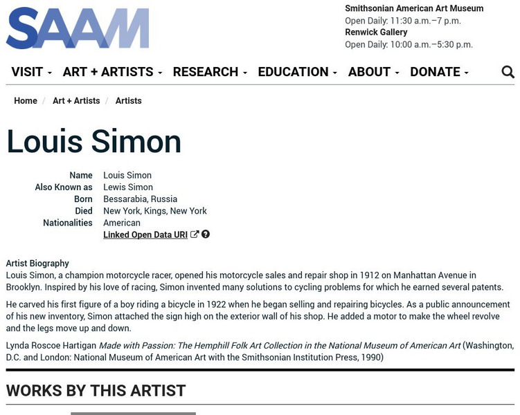 Smithsonian American Art Museum: Louis Simon Handout Smithsonian American Art Museum: Louis Simon Handout