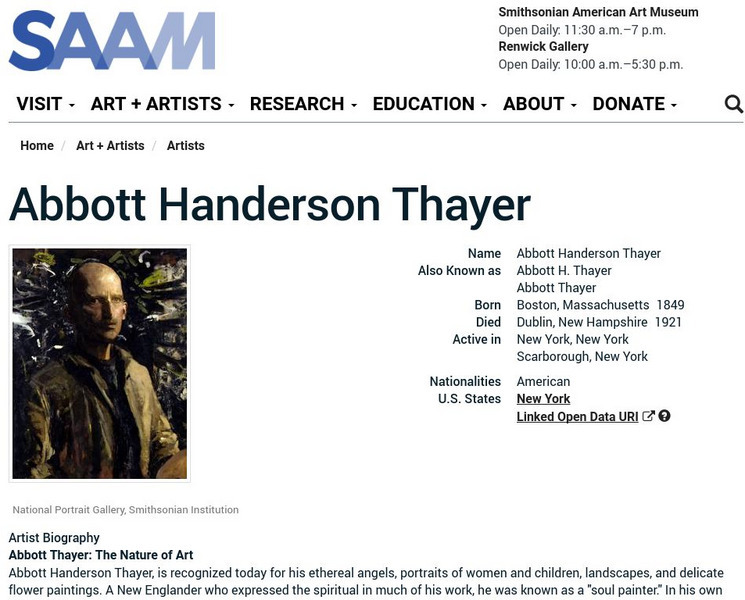 Smithsonian American Art Museum: Abbott Handerson Thayer Handout Smithsonian American Art Museum: Abbott Handerson Thayer Handout