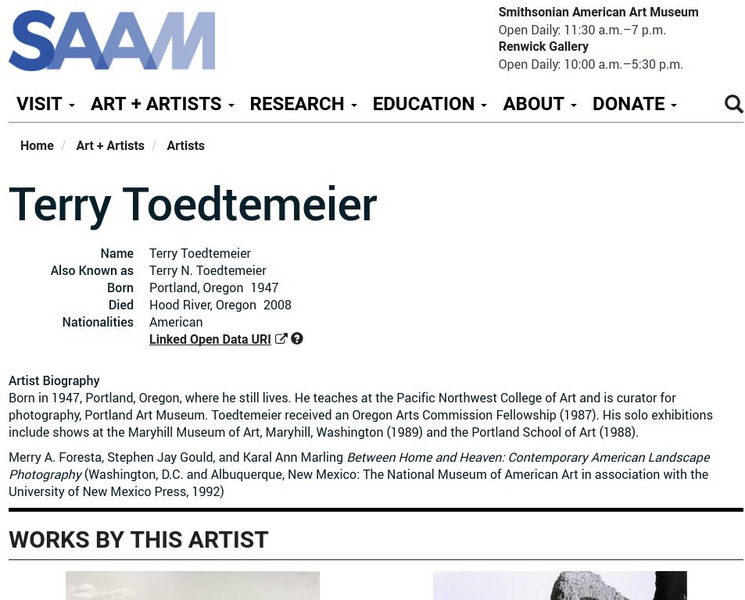 Smithsonian American Art Museum: Terry Toedtemeier Handout