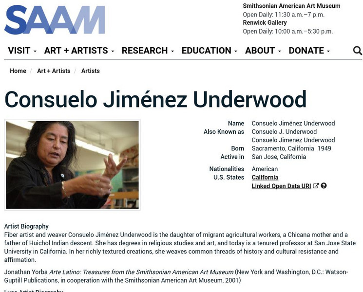 Smithsonian American Art Museum: Consuelo Jiminez Underwood Handout Smithsonian American Art Museum: Consuelo Jiminez Underwood Handout