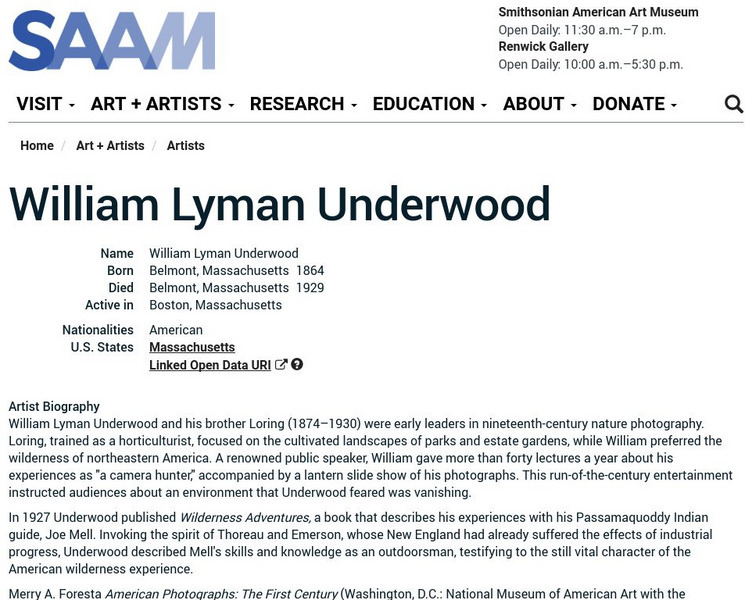 Smithsonian American Art Museum: William Lyman Underwood Handout
