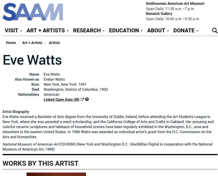 Smithsonian American Art Museum: Eve Watts Handout Smithsonian American Art Museum: Eve Watts Handout