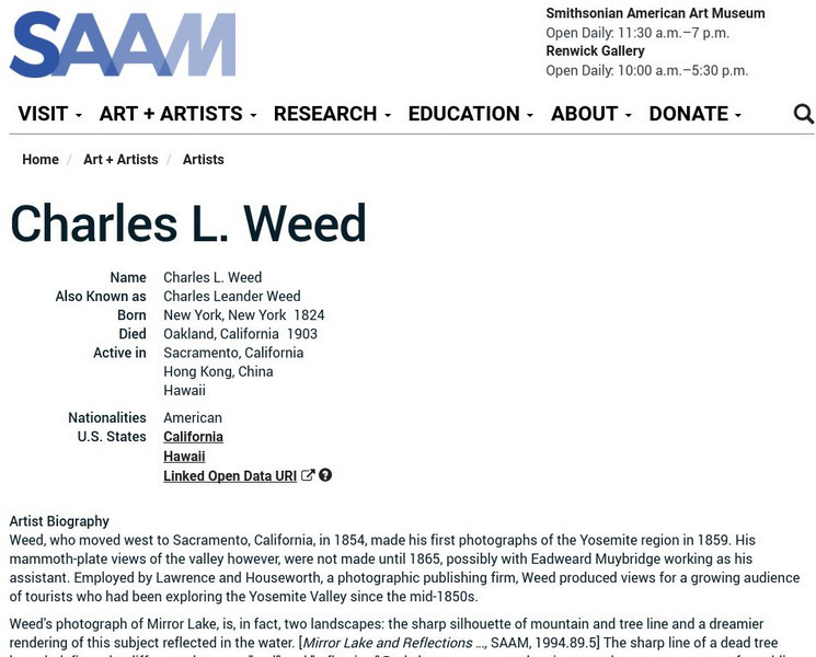 Smithsonian American Art Museum: Charles L. Weed Handout