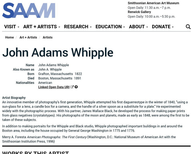 Smithsonian American Art Museum: John Adams Whipple Handout