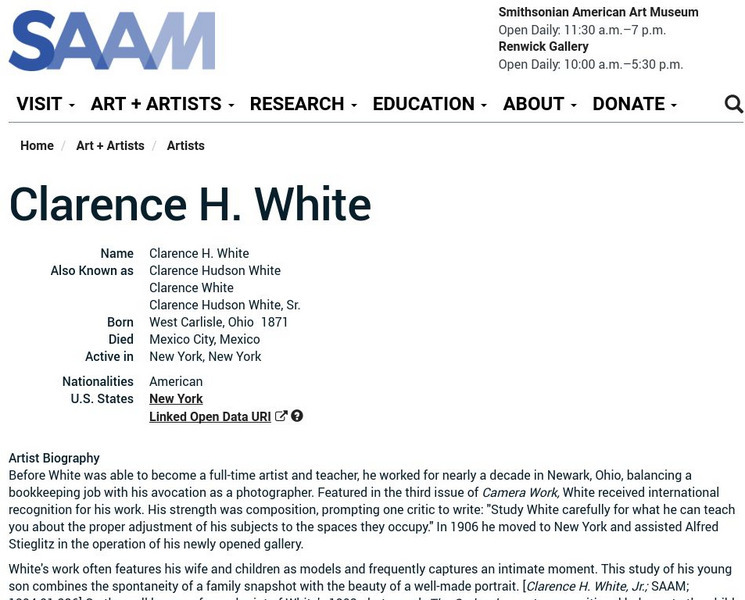 Smithsonian American Art Museum: Clarence H. White Handout