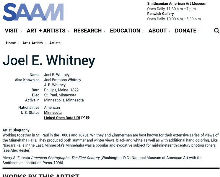 Smithsonian American Art Museum: Joel E. Whitney Handout Smithsonian American Art Museum: Joel E. Whitney Handout