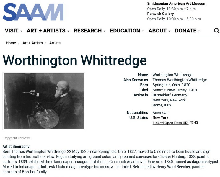 Smithsonian American Art Museum: Worthington Whittredge Handout