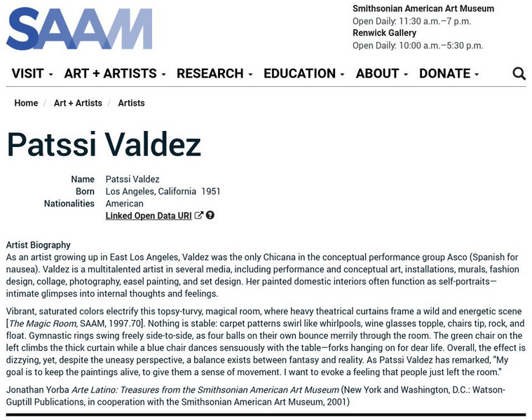 Smithsonian American Art Museum: Patssi Valdez Handout
