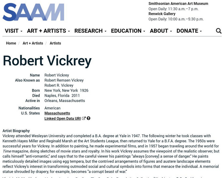 Smithsonian American Art Museum: Robert Vickrey Handout Smithsonian American Art Museum: Robert Vickrey Handout