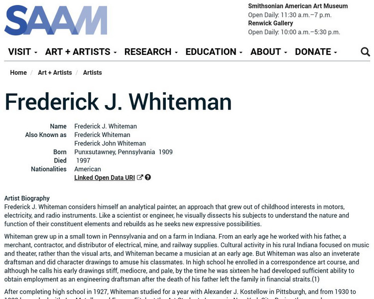 Smithsonian American Art Museum: Frederick J. Whiteman Handout