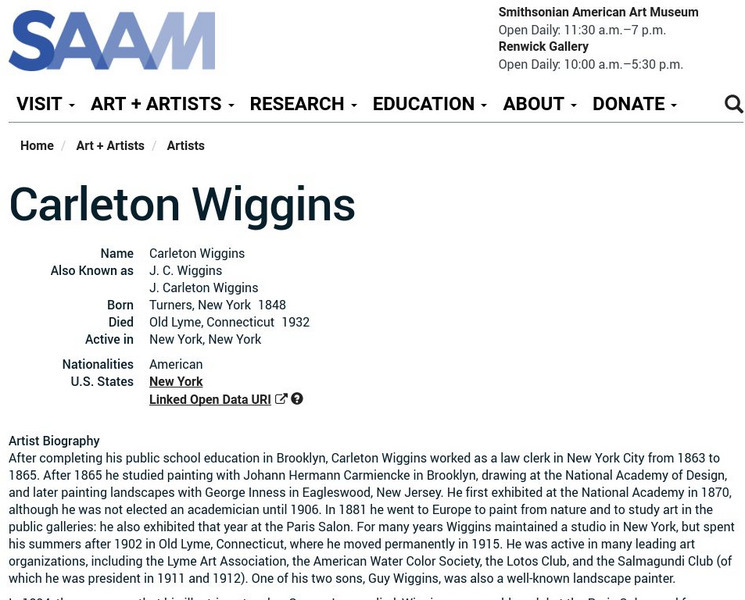 Smithsonian American Art Museum: Carleton Wiggins Handout