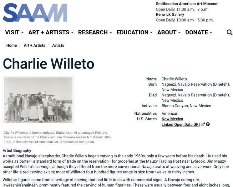 Smithsonian American Art Museum: Charlie Willeto Handout Smithsonian American Art Museum: Charlie Willeto Handout