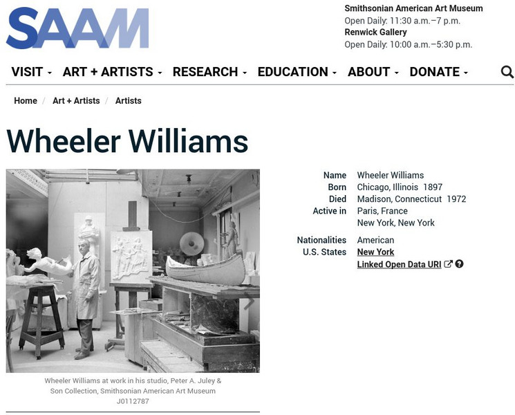 Smithsonian American Art Museum: Wheeler Williams Handout Smithsonian American Art Museum: Wheeler Williams Handout