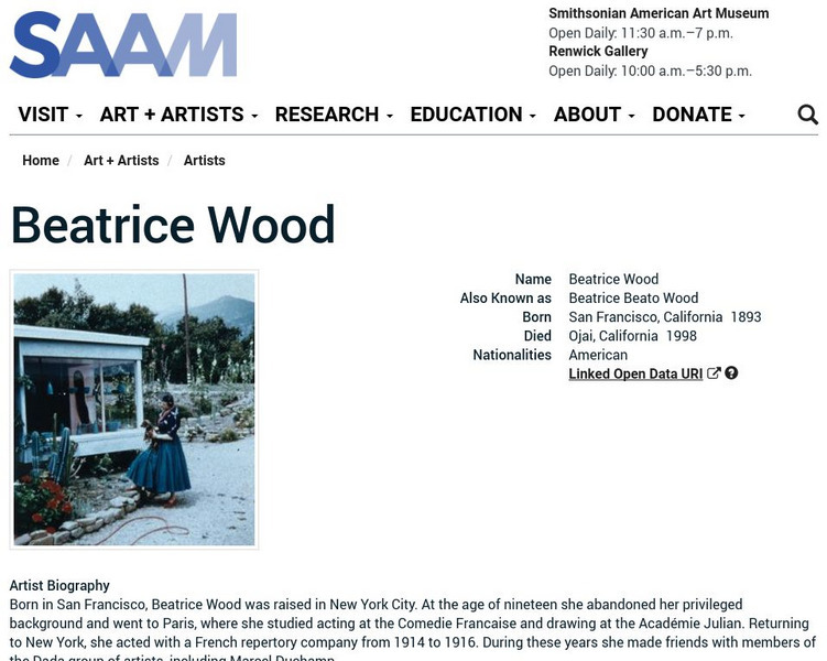 Smithsonian American Art Museum: Beatrice Wood Handout Smithsonian American Art Museum: Beatrice Wood Handout