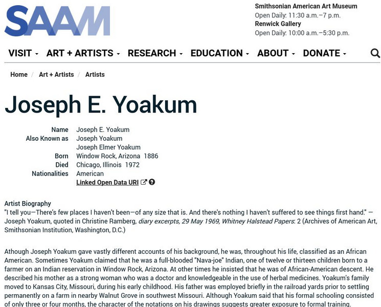 Smithsonian American Art Museum: Joseph E. Yoakum Handout