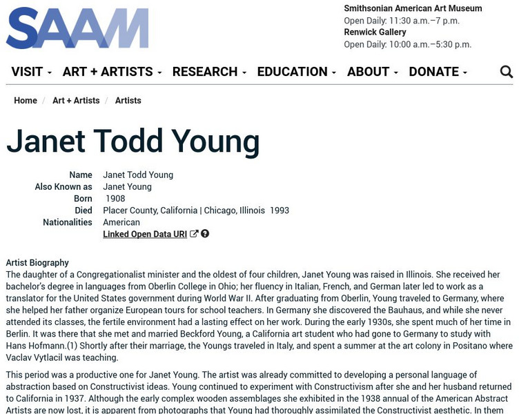 Smithsonian American Art Museum: Janet Todd Young Handout
