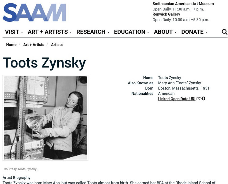 Smithsonian American Art Museum: Toots Zynsky Handout