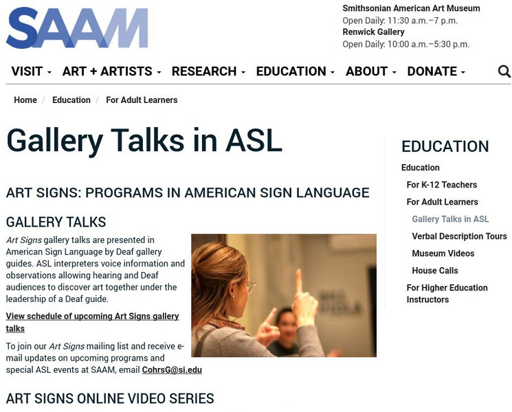 Smithsonian American Art Museum: Gallery Talks Website Smithsonian American Art Museum: Gallery Talks Website