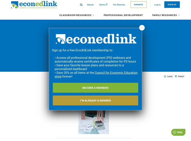 Econ Ed Link: Money Comes and Goes Lesson Plan Econ Ed Link: Money Comes and Goes Lesson Plan
