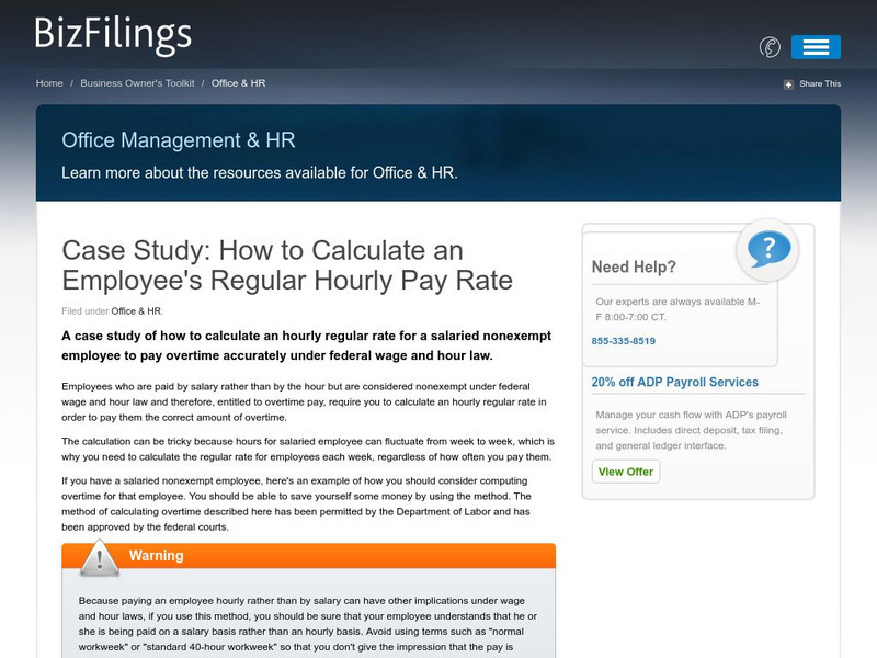 Small Business Guide: Case Study: Calculating Regular Rates Website