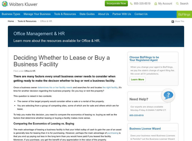 Small Business Guide: Should You Lease or Buy a Facility? Article