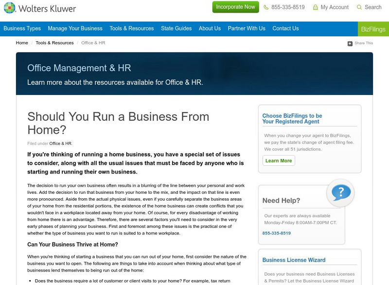 Biz Filings: Is a Home Business Right for You? Article