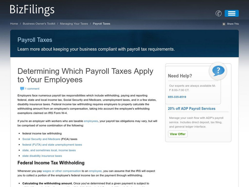Business Owner's Toolkit: Determing Which Payroll Taxes Apply to Your Employees Website Business Owner's Toolkit: Determing Which Payroll Taxes Apply to Your Employees Website