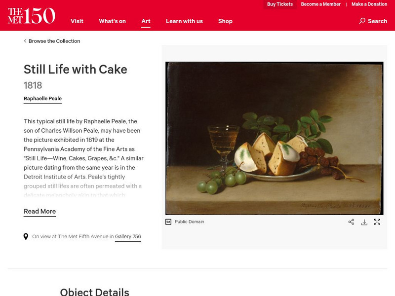 Metropolitan Museum of Art: The Collection: Raphaelle Peale Website Metropolitan Museum of Art: The Collection: Raphaelle Peale Website