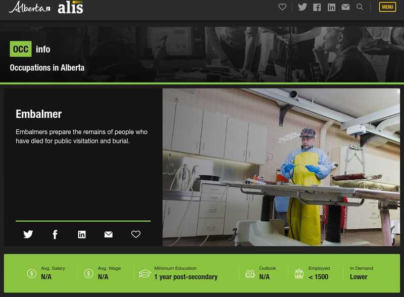Alberta Human Resources and Employment: Embalmer Website Alberta Human Resources and Employment: Embalmer Website