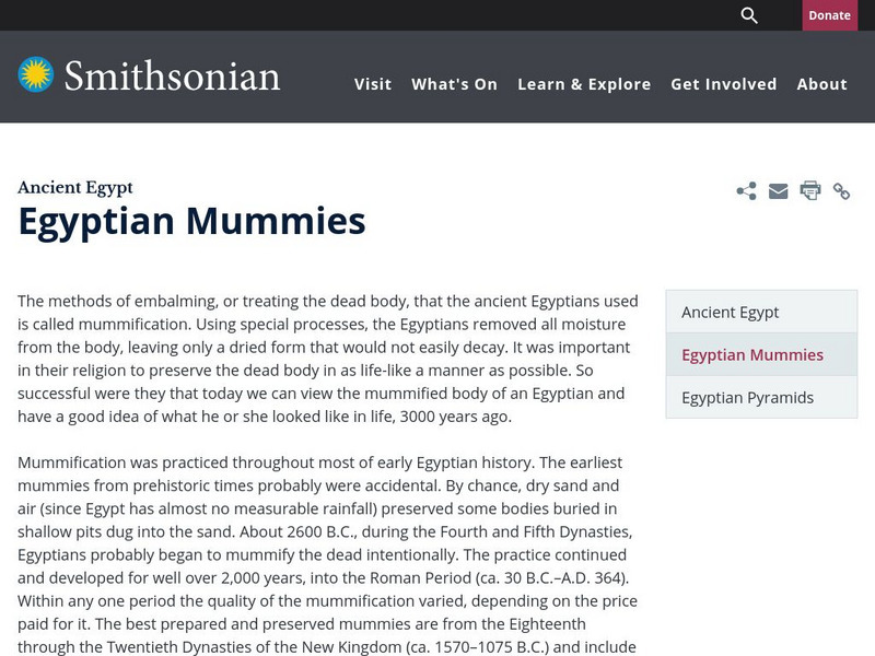 Encyclopedia Smithsonian: Egyptian Mummies Handout Encyclopedia Smithsonian: Egyptian Mummies Handout