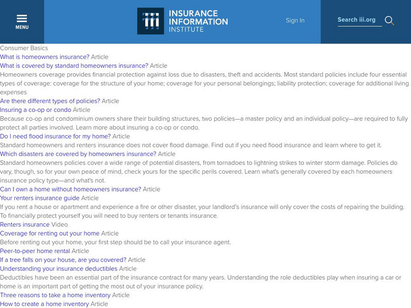 Insurance Information Institute: Homeowners Insurance Info Website Insurance Information Institute: Homeowners Insurance Info Website