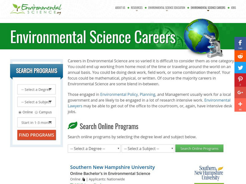 Environmental Science: Environmental Science Careers Website Environmental Science: Environmental Science Careers Website