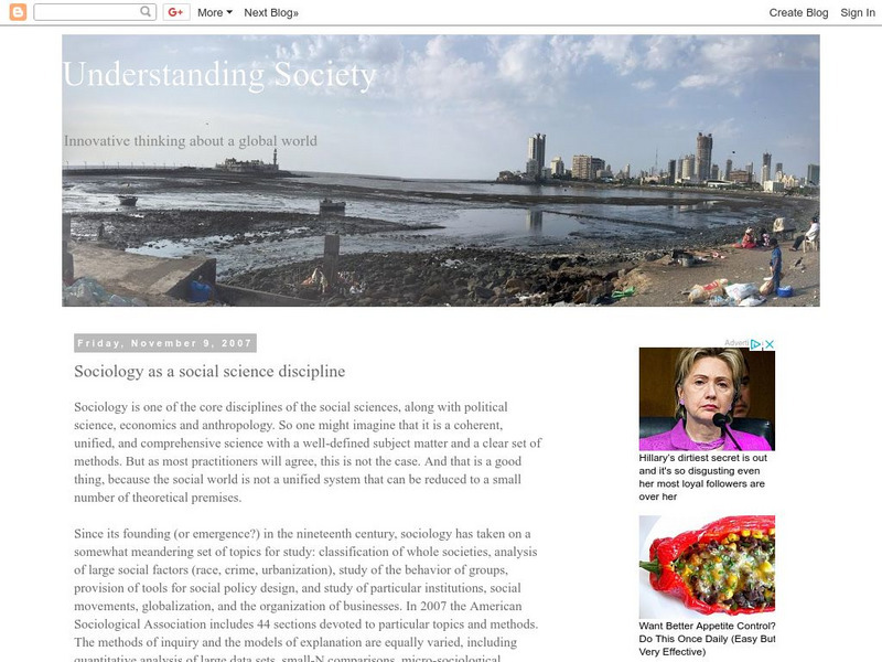 Understanding Society: Sociology as a Social Science Discipline Article Understanding Society: Sociology as a Social Science Discipline Article