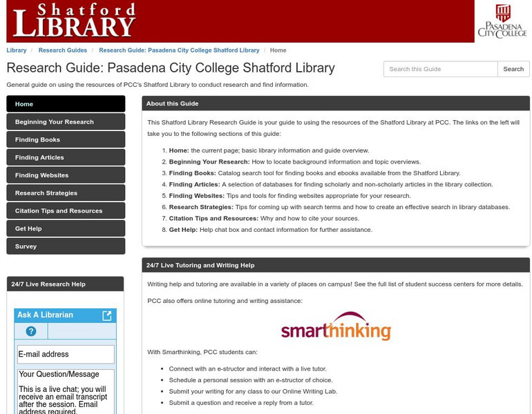 Pasadena City College: Shatford Library: Finding Articles Handout Pasadena City College: Shatford Library: Finding Articles Handout