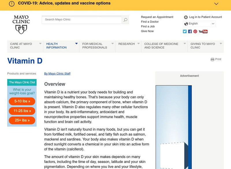Mayo Clinic: Vitamin D Website