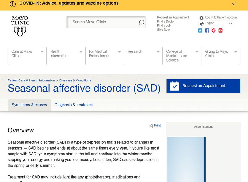 Mayo Clinic: Seasonal Affective Disorder Handout Mayo Clinic: Seasonal Affective Disorder Handout