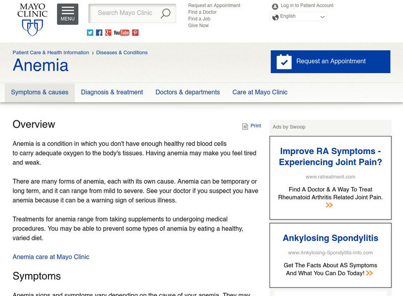Mayo Clinic: Anemia Handout