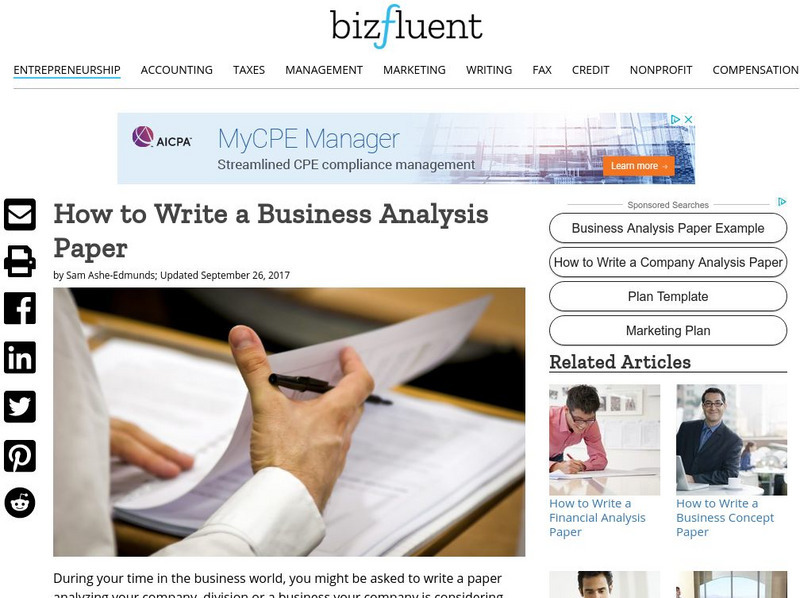 E How: How to Write a Business Analysis Paper Article E How: How to Write a Business Analysis Paper Article