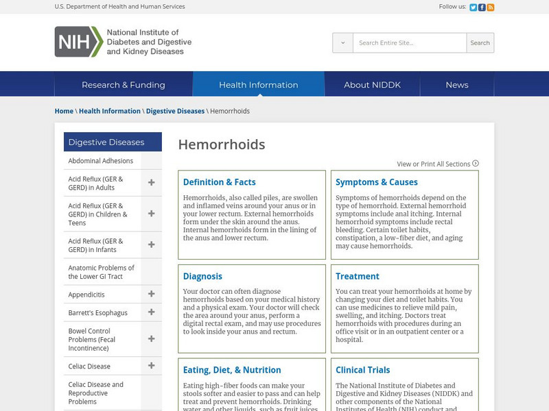 National Institute of Diabetes and Digestive and Kidney Diseases: Hemorrhoids Handout National Institute of Diabetes and Digestive and Kidney Diseases: Hemorrhoids Handout