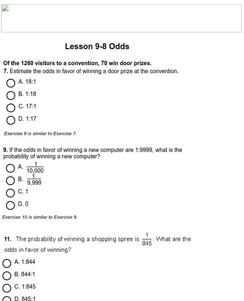 Holt, Rinehart and Winston: Homework Help Independent Practice: Odds eBook Holt, Rinehart and Winston: Homework Help Independent Practice: Odds eBook