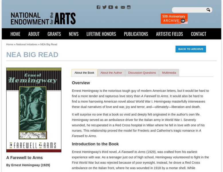 National Endowment for the Arts: The Big Read: A Farewell to Arms Unit Plan